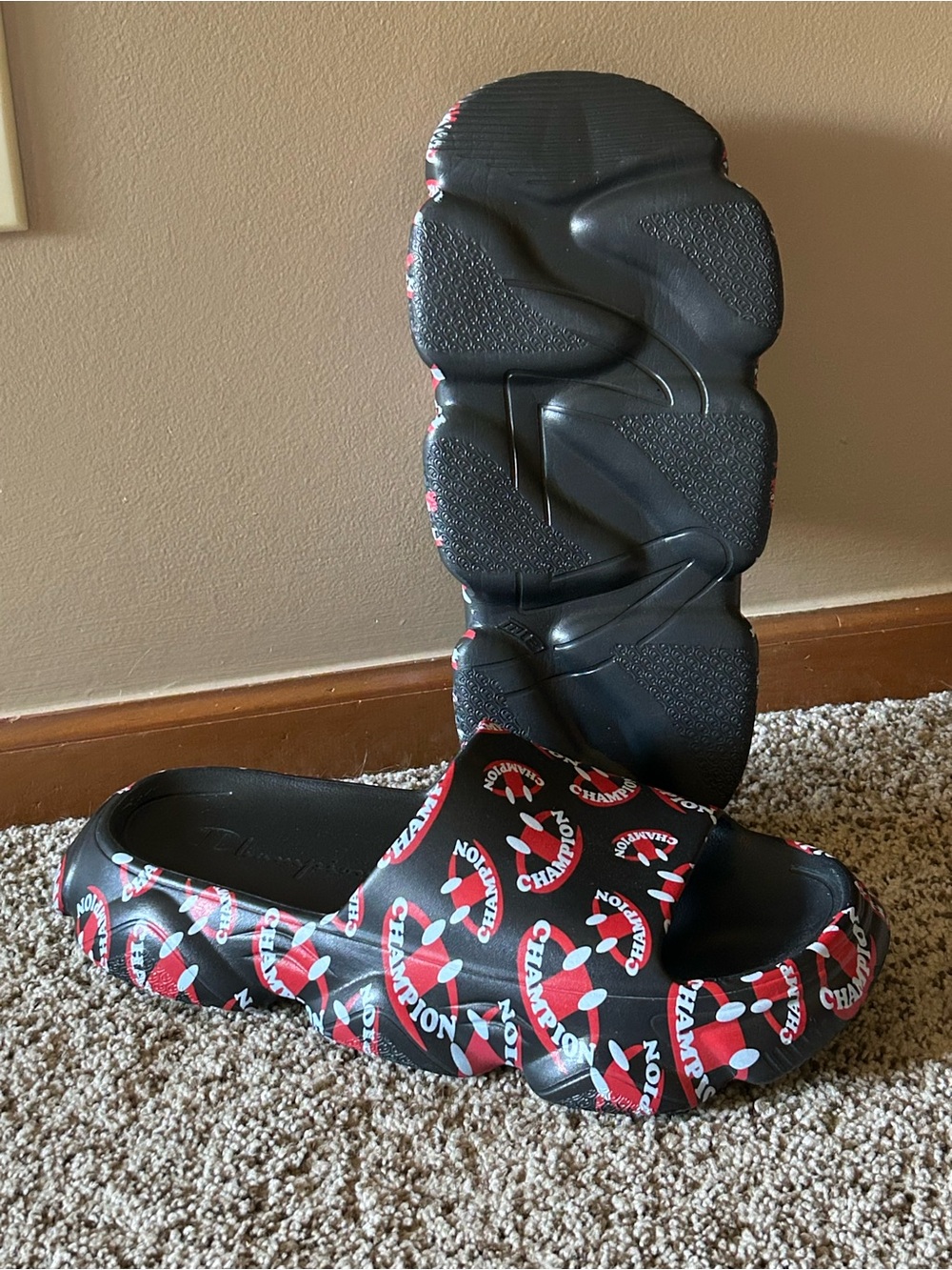 Champion Meloso Squish Smile Chunky Platform Slides men size 13